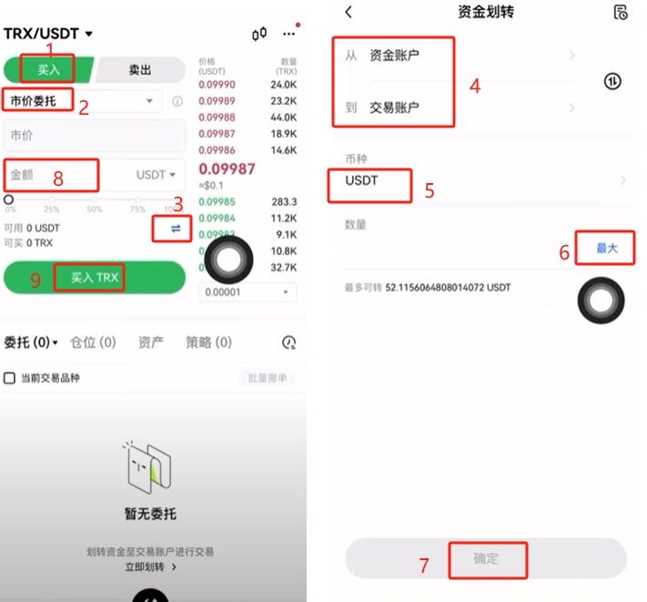 四、把USDT转回交易所